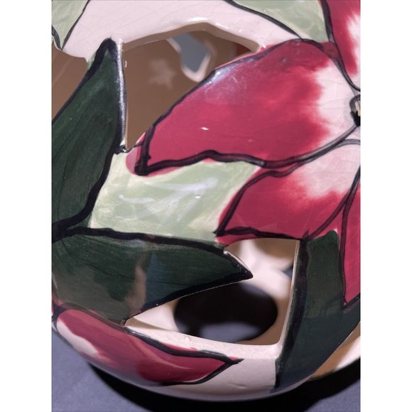 Blue Sky Clayworks Poinsettias Gazing Tea Light Ball by Heather Goldminc 2000 - Picture 8 of 9